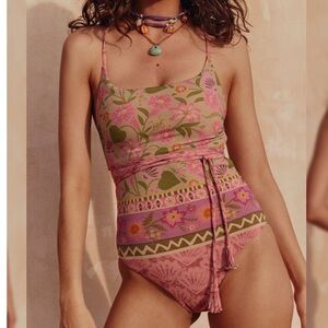 NEW Spell Goldie Shimmer strappy back One Piece in Desert Rose